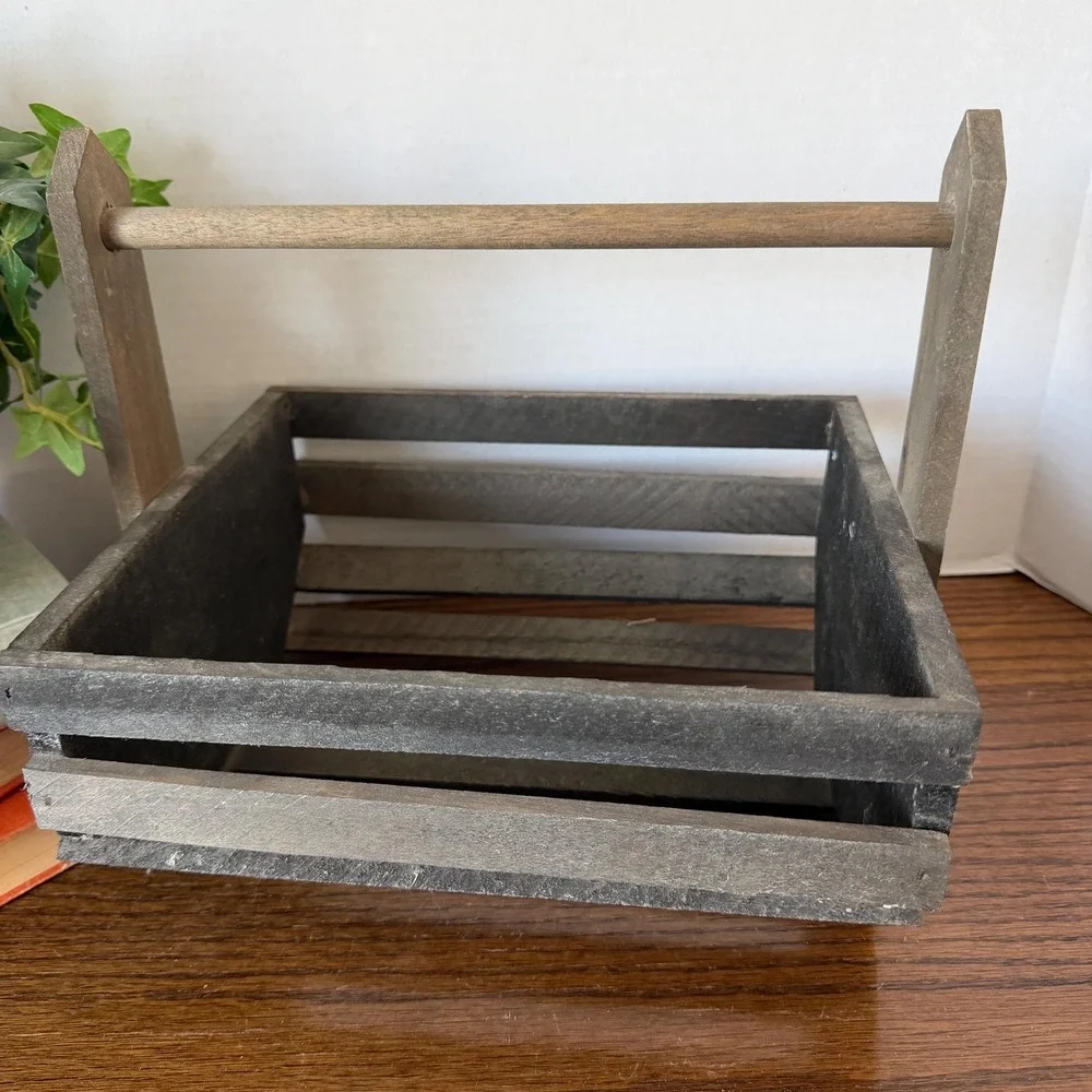 Rustic Wooden Crate Farmhouse Basket Primitive Wood‎ Cottageocore